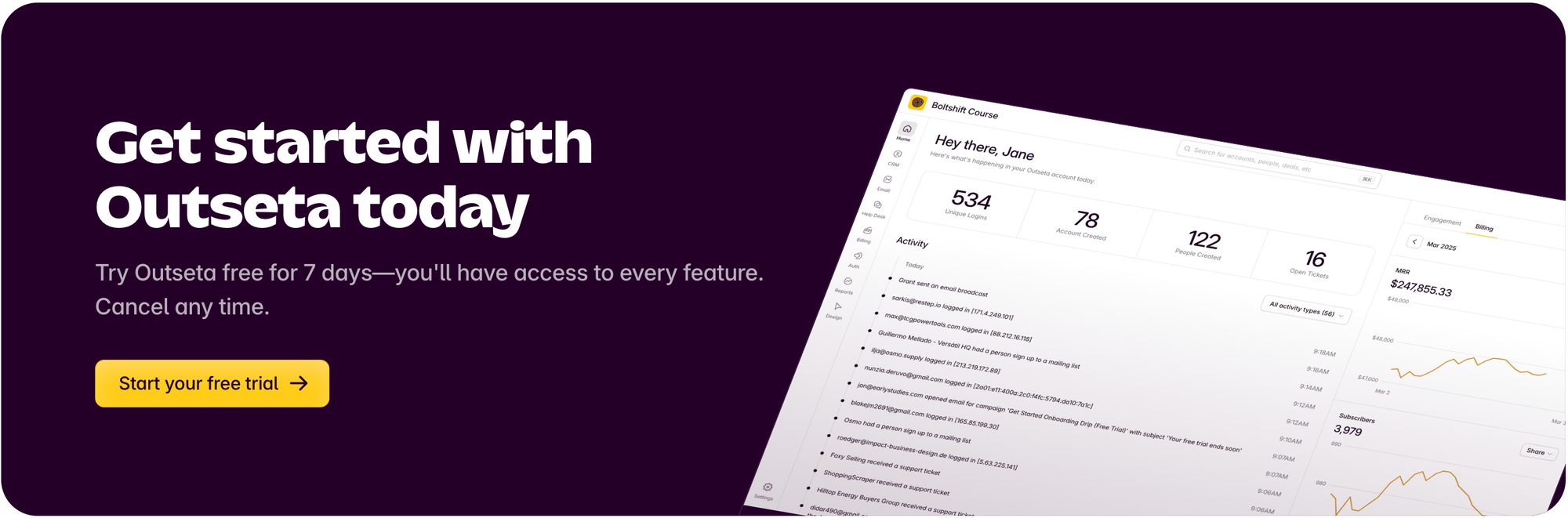 Get started with Outseta today for free. Visit https://outseta.com?via=dartfoundry